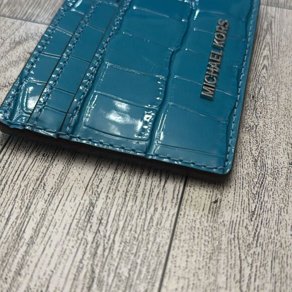 LOW START Michael Kors Jet Set Small Croc Embossed, Card Card Holder NWOT - Picture 4 of 7